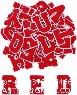 Chenille Letter Iron On Patches Red Iron On Letters Patches For Clothing A-Z, Chenille Letters For Clothes, Dress, Hat, Socks, Jeans, Accessories