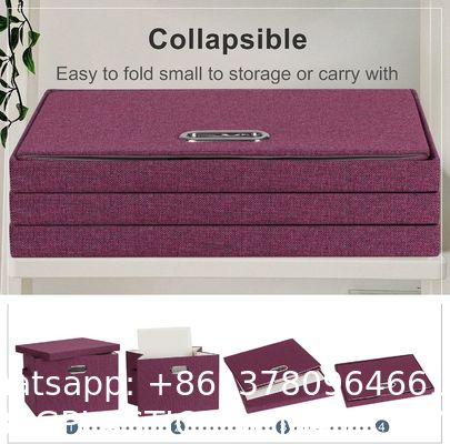 Large jute fabrics Collapsible Storage Bins With Lids Jute Fabric Foldable Storage Boxes Organizer Containers Baskets Cube With Cover For Home Bedroom Closet Office Nursery