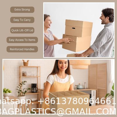 recyclable, sustainable, Custom Heavy Duty Cardboard Moving Boxes Safe Transport With Handles Sturdy Paper Packing Supplies For House/Office