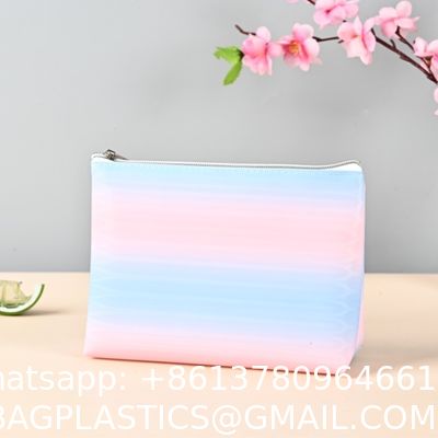 purse wallet, sustainable recyclable Transparent Hologram Cosmetic Bag Shiny Makeup Bag Clutch Handbag Waterproof Travel Wash Bag Toiletry Bag