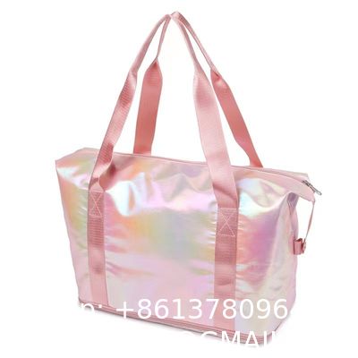 Beach Bag 26L Large Iridescent Waterproof Beach Tote Bag For Women With Zipper & Phone Pouch Sand/Tip-Proof Crossbody