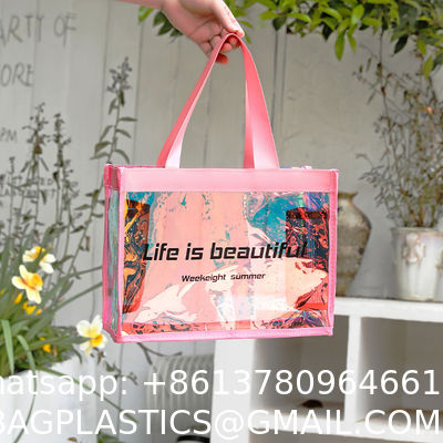 Holographic Makeup Bag Holographic Iridescent Cosmetic Bags With Zipper Travel Iridescent Makeup Bags Portable Holographic Bag Iridescent Holographic Bag For Makeup Tools Organizer