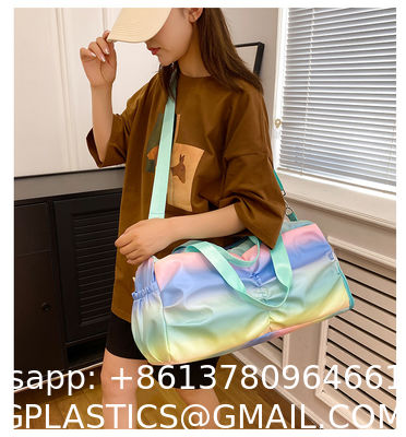 Holographic Shimmering Gym Duffle Bag With Shoes Compartment & Wet Pocket, Women Weekend Overnight Travel Bag Gymnastic Dance Bag For Girl