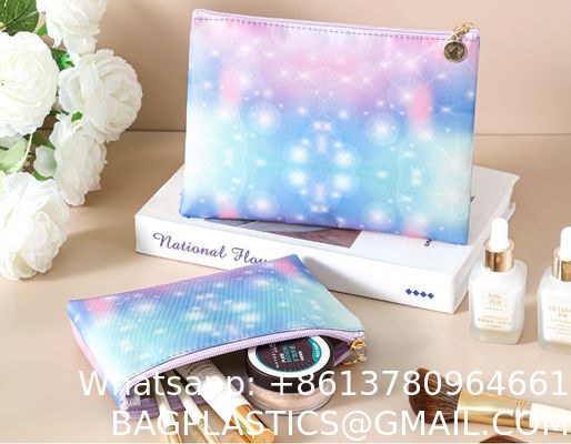 Toiletry Bag,Water Resistant Cosmetic Organizer For Bathroom, Quart Size Clear Iridescent Hard Shell Zipper Case For Toiletries,Portable Storage For Women Girls,Travel Essentials