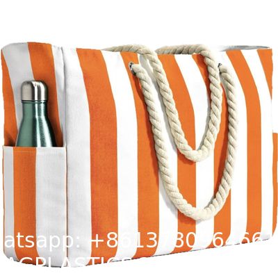 Cotton bag, Canvas bag, tote bags, Outdoor Blue And White Striped Storage Bag Absorbent Quick-Drying Portable Beach Bag Enlarged Travel Bag