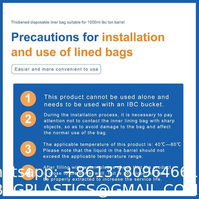 IBC Tote Cover,IBC Water Storage Tank Liner Bag For 275 Gallon,20c Thickness Clear Protective Liner Bags,Protection Accessories For 1000L Rain Catcher Barrel(Only Lining Bag)
