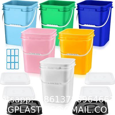Square Bucket With Lid,Industries Barrels With Lid And Plastic Handle,Rain Buckets,Food Storage Containers DIY Label Stickers Towel And Brush For Paint Storage Tank Crafts