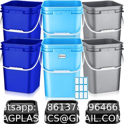 Square Bucket With Lid,Industries Barrels With Lid And Plastic Handle,Rain Buckets,Food Storage Containers DIY Label Stickers Towel And Brush For Paint Storage Tank Crafts