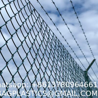 Wire 9 Gauge Green Vinyl Coated Galvanized Steel Chain Link Fence Fabric, Diamond Mesh Size 2-3/8 Inch, Galvanized Fencing Wire Roll For Garden And Animals Enclosure