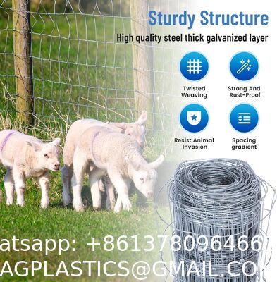 14 Gauge 4ft × 328ft Cattle Fence Panels, Farm Fence Grassland Fencing, For Yard Garden And Animal Protection Galvanized Fixed Knot Farm Fencing Wire for Deer Cattle Sheep Safety Use