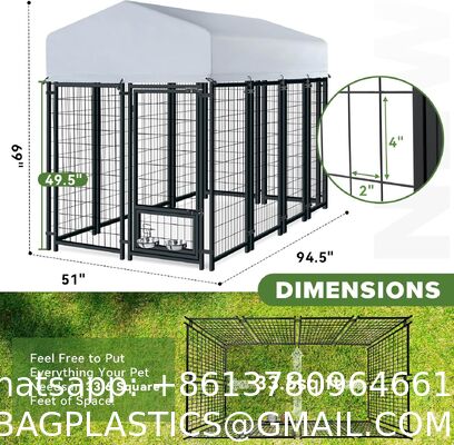 Outdoor Dog Enclosure Heavy Duty Dog Kennel House Mesh Dog Big Cage Pet Kennel Steel Fence with Secure Lock High Quality Dog Cage Dog Cages Metal Kennels