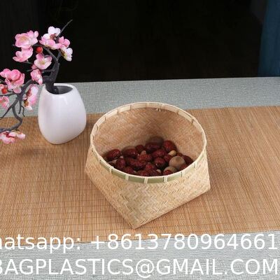 Home Handmade Woven Natural Bamboo Storage Basket Round Bamboo Flower Basket Bamboo Baskets of Necessary Kitchen Utensils Fruit and Candy Can Be Used As Gifts for Phuong Duy Handicrafts