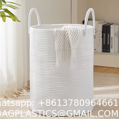 Woven Rope Laundry Hamper Basket, Tall Luandry Basket, Baby Nursery Hamper For Blanket Storage, Clothes Hamper For Laundry In Bedroom-Large-(CUSTOMIZED COLOR, 58L, 72L)