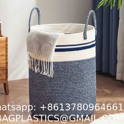 Woven Rope Laundry Hamper Basket, Tall Luandry Basket, Baby Nursery Hamper For Blanket Storage, Clothes Hamper For Laundry In Bedroom-Large-(CUSTOMIZED COLOR, 58L, 72L)