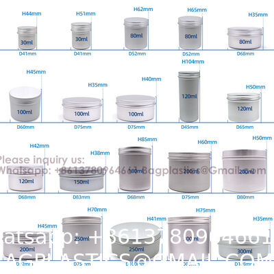 Custom Aluminum Spice Tin Box Containers Aluminum Metal Lip Balm Case Tins Metal Aluminum Jar Tin Screw Wholesale Matte Aluminum Empty Metal Tin Jars for Candle Making Perfume Use-5ml 10ml 15ml