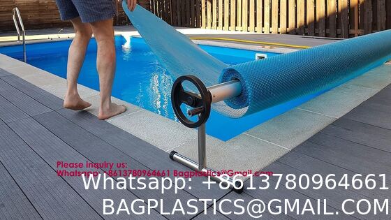 Solar In-Ground Pool Cover Winter Swimming Pool Bubble Cover Pool Cover Solar Cover with Roller Thermostatic Pool Plastic Pool Covers Lightfast Solar Resistant Polycarbonate Swimming Pool Cover