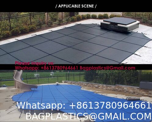 Inground Pool Safety Cover - Rectangle Green Heavy Duty Mesh, Triple Stitched & Rain Permeable, Installation Hardware Included (We Make Custom Size)