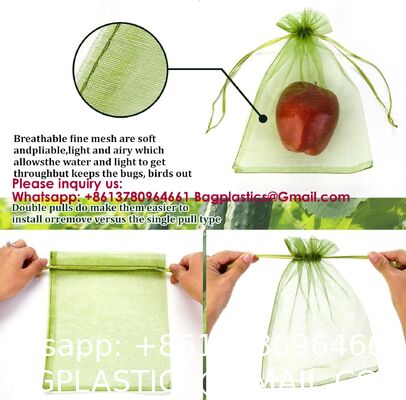 Fruit Protection Bags, Fruit Bags For Fruit Trees, Green Netting Fruit Cover Bags Drawstring Mesh Fruit Protectors Pest Barrier For Fruit Trees Veggies Garden