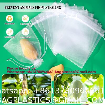 Garden Fruit Protection with Drawstring Reusable Netting Mesh Bags Fruit Netting Bags Fruit Trees Fruit Cover Mesh Bag With Drawstring, Netting Barrier Bags Grapes Mango Fruit Trees Veggies Garden