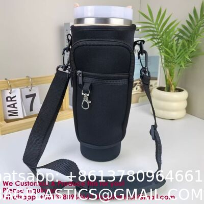 Adjustable Strap Neoprene 40oz Water Bottle Carrier Sleeve Pouch Tumbler Cup Holder Sling Bag With Phone Pocket