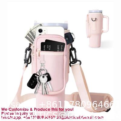 Water Bottle Carrier Bag Holder 40 Oz Tumbler Cup Accessories Neoprene Pouch Sleeve With Adjustable Crossbody Strap