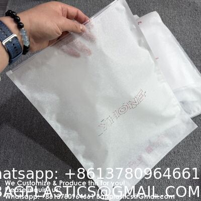 Borsa di carta da tessuto per stencil, Borsa di carta da stencil, Carta vetrosa, Stampa personalizzata Carta di cotone biodegradabile Compostabile PLA Amido di mais CPE EVA Eco Friendly Zipper Abbigliamento Borsa di imballaggio di plastica per abbigliamento